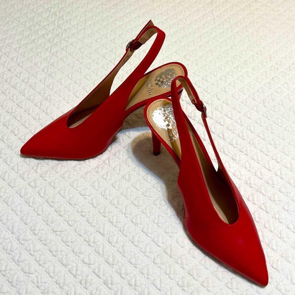 Vince Camuto Jayan Pop Red Leather Slingback Heels. Size 8 NWOT